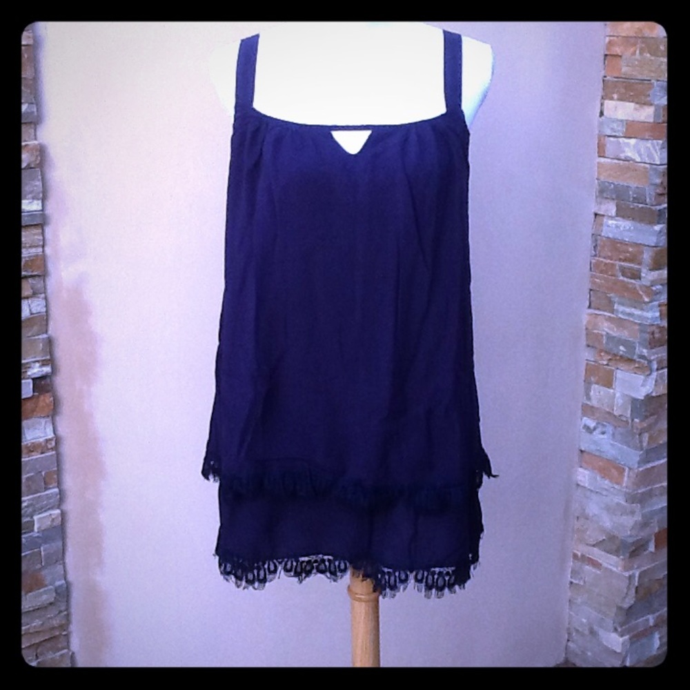 NWT Sheryl Crow navy sleeveless tunic top, size S